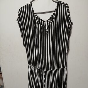 Haute fox brand black and white stripe short sleeve romper. Size 1X